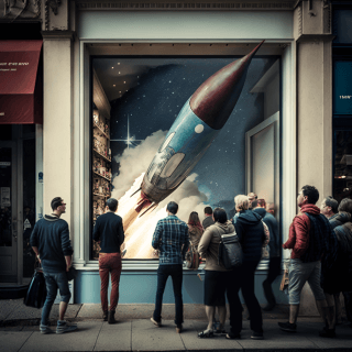 storefront_business_strapped_to_a_rocket_people_staring_24f039c8-f213-4f82-8552-1e051c7d71fa.png